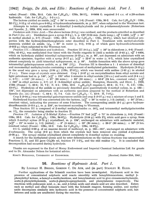 16. Reactions of hydrazoic acid. Part I