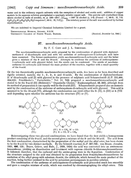 37. Mesobenzanthronecarboxylic acids