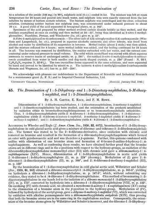 45. The bromination of 1 : 5-dihydroxy- and 1 : 5-diacetoxy-naphthalene, 5-methoxy-1-naphthol, and 1 : 5-dimethoxynaphthalene