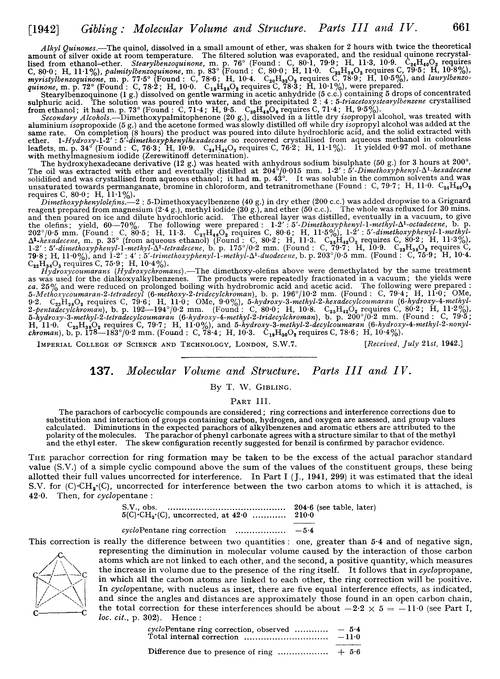 137. Molecular volume and structure. Parts III and IV