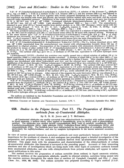 158. Studies in the polyene series. Part VI. The preparation of ethinylcarbinols from αβ-unsaturated aldehydes