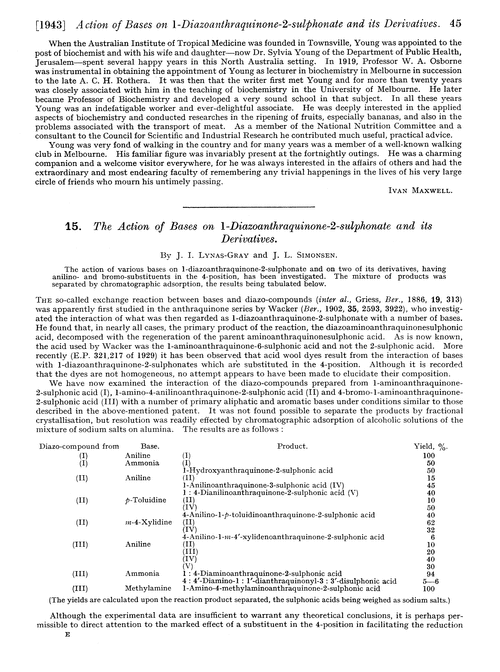 15. The action of bases on 1-diazoanthraquinone-2-sulphonate and its derivatives