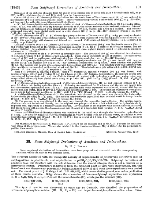 35. Some sulphonyl derivatives of amidines and imino-ethers