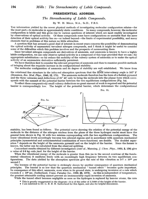 Presidential address. The stereochemistry of labile compounds