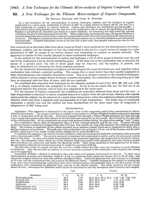 83. A new technique for the ultimate micro-analysis of organic compounds