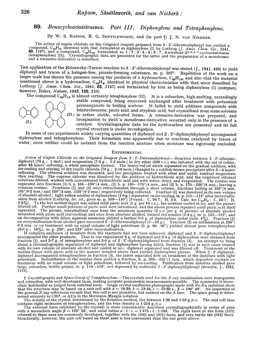 89. Benzcyclooctatetraenes. Part III. Diphenylene and tetraphenylene