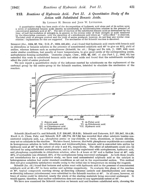 112. Reactions of hydrazoic acid. Part II. A quantitative study of the action with substituted benzoic acids