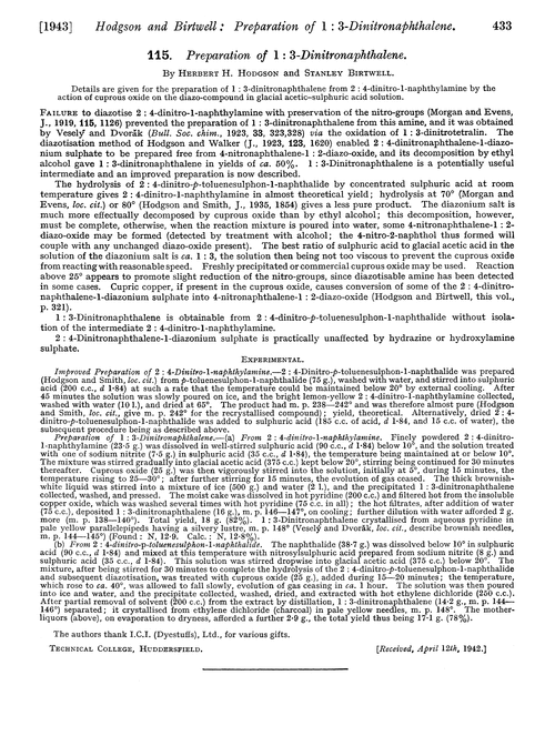 115. Preparation of 1 : 3-dinitronaphthalene