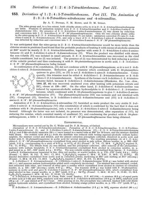 153. Derivatives of 1 : 2 : 4 : 5-tetrachlorobenzene. Part III. The amination of 2 : 3 : 5 : 6-tetrachloro-nitrobenzene and -4-nitroaniline