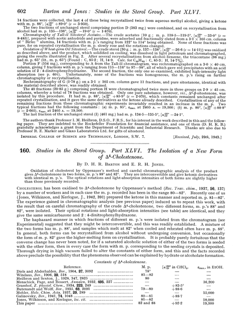 160. Studies in the sterol group. Part XLVI. The isolation of a new form of Δ4-cholestenone