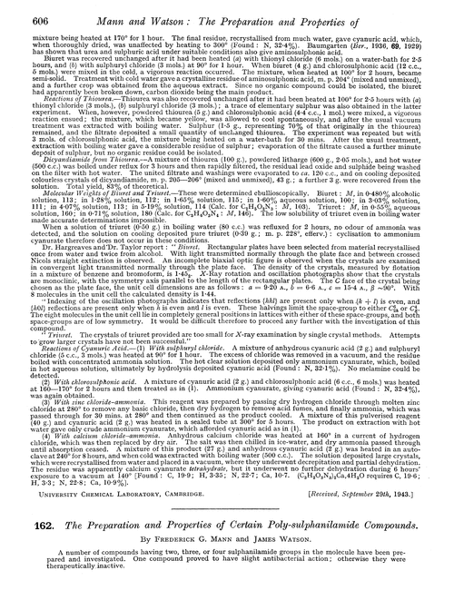 162. The preparation and properties of certain poly-sulphanilamide compounds