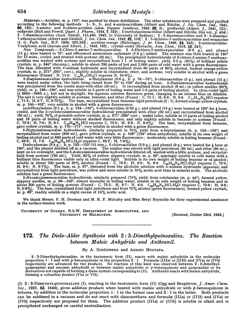 172. The Diels–Alder synthesis with 2 : 3-dimethylquinoxaline. The reaction between maleic anhydride and anthranil