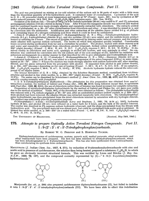 175. Attempts to prepare optically active tervalent nitrogen compounds. Part II. 1 : 9-(2′ : 3′ : 4′ : 5′-Tetrahydrophenylene)carbazole