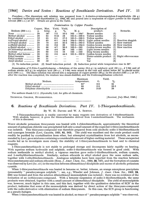 6. Reactions of benzthiazole derivatives. Part IV. 1-Thiocyanobenzthiazole