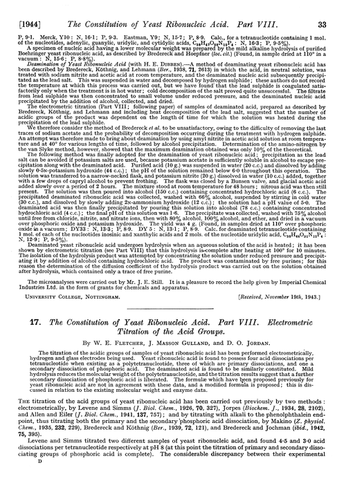 17. The constitution of yeast ribonucleic acid. Part VIII. Electrometric titration of the acid groups