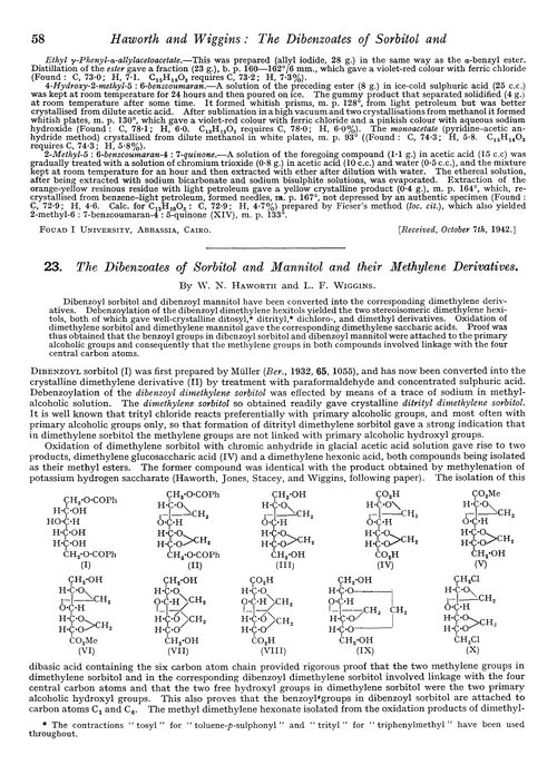 23. The dibenzoates of sorbitol and mannitol and their methylene derivatives