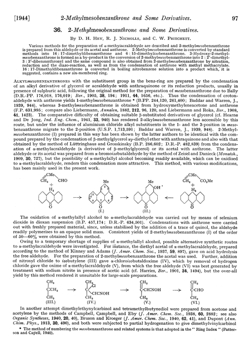 36. 2-Methylmesobenzanthrone and some derivatives