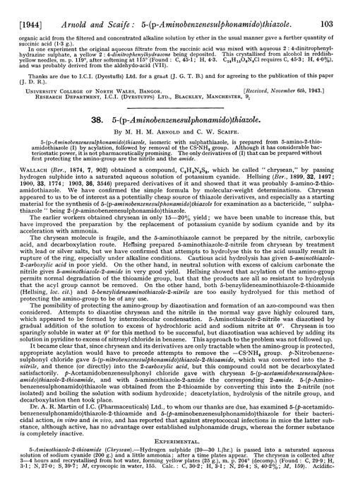 38. 5-(p-Aminobenzenesulphonamido)thiazole