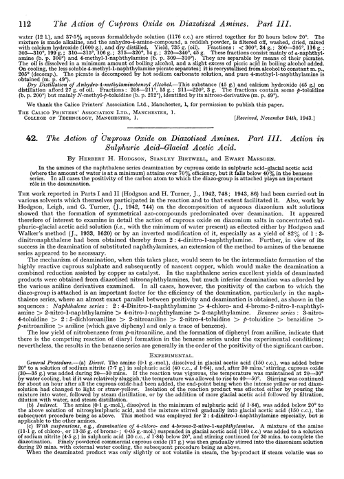 42. The action of cuprous oxide on diazotised amines. Part III. Action in sulphuric acid–glacial acetic acid
