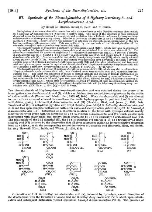 57. Synthesis of the bismethylamides of 2-hydroxy-3-methoxy-d- and-1-erythrosuccinic acid