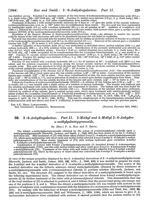 58. 3 : 6-Anhydrogalactose. Part II. 2-Methyl and 4-methyl 3 : 6-anhydro-α-methylgalactopyranoside