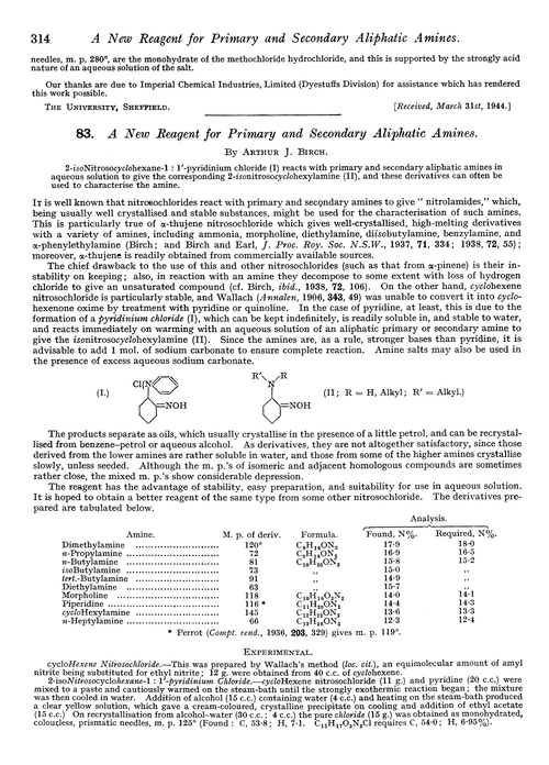 83. A new reagent for primary and secondary aliphatic amines