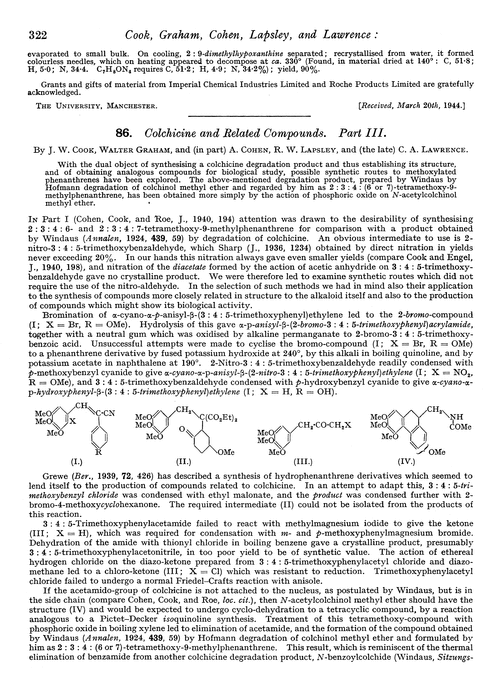 86. Colchicine and related compounds. Part III