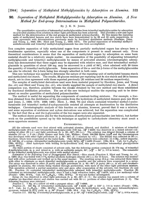 90. Separation of methylated methylglycosides by adsorption on alumina. A new method for end-group determinations in methylated polysaccharides