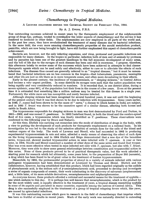 Chemotherapy in tropical medicine