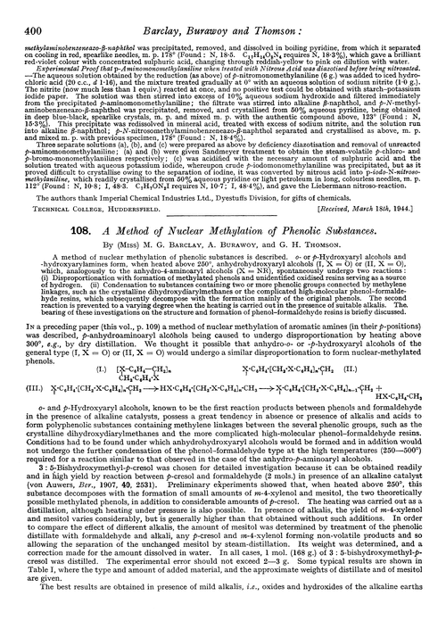 108. A method of nuclear methylation of phenolic substances