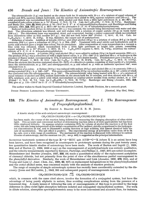 118. The kinetics of anionotropic rearrangement. Part I. The rearrangement of propenylethynylcarbinol