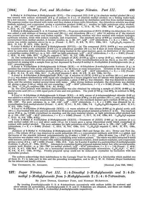 137. Sugar nitrates. Part III. 2 : 4-Dimethyl β-methylglucoside and 3 : 4-dimethyl β-methylglucoside from β-methylglucoside 2 : 3 : 4 : 6-tetranitrate