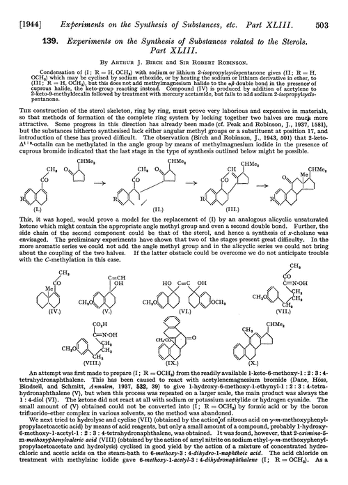 139. Experiments on the synthesis of substances related to the sterols. Part XLIII