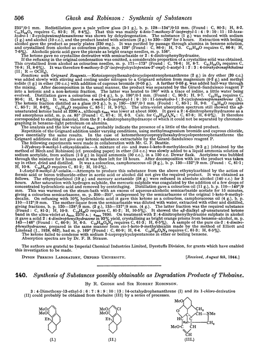 140. Synthesis of substances possibly obtainable as degradation products of thebaine