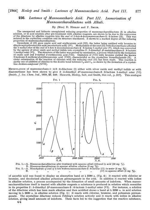 156. Lactones of mannosaccharic acid. Part III. Isomerisation of mannosaccharodilactone with alkali