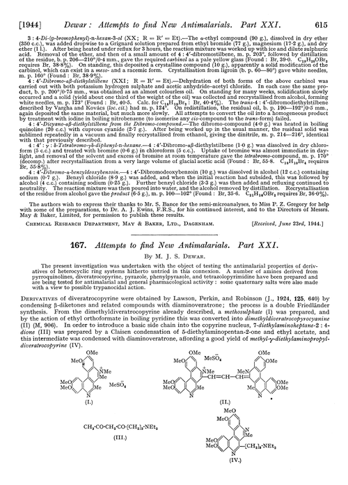 167. Attempts to find new antimalarials. Part XXI