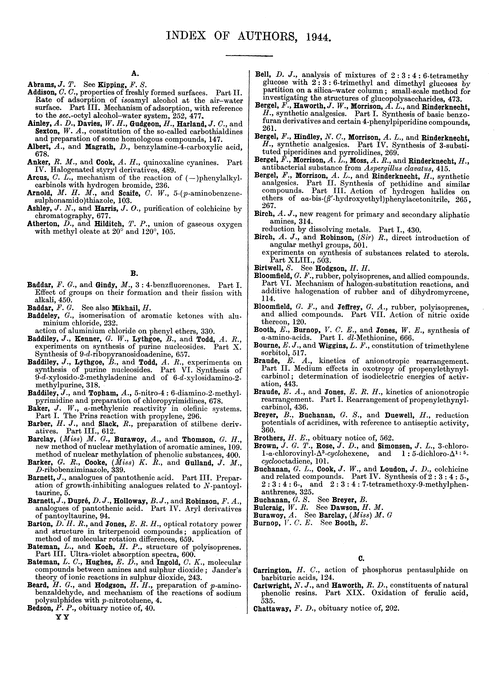 Index of authors, 1944