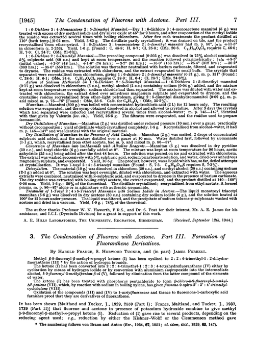 3. The condensation of fluorene with acetone. Part III. Formation of fluoranthene derivatives