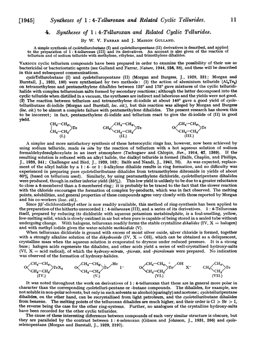 4. Syntheses of 1 : 4-telluroxan and related cyclic tellurides