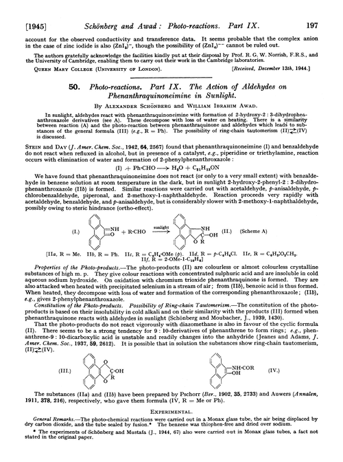 50. Photo-reactions. Part IX. The action of aldehydes on phenanthraquinoneimine in sunlight