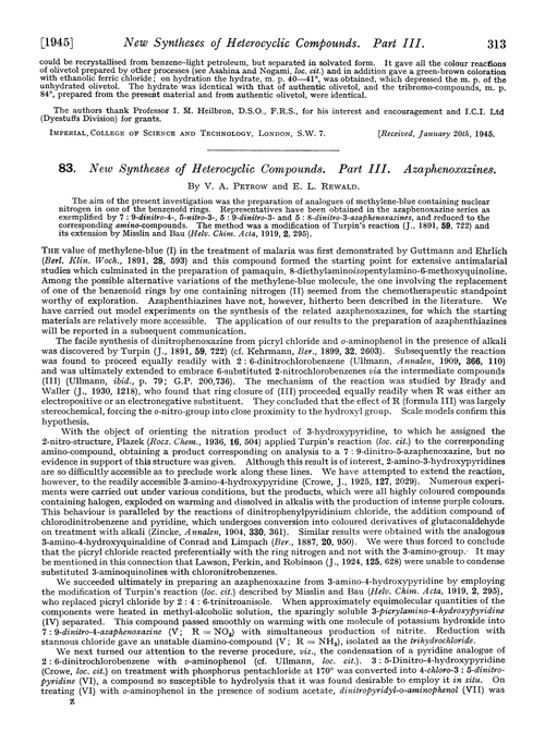 83. New syntheses of heterocyclic compounds. Part III. Azaphenoxazines