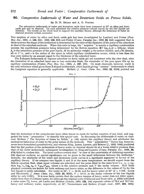 90. Comparative isothermals of water and deuterium oxide on porous solids