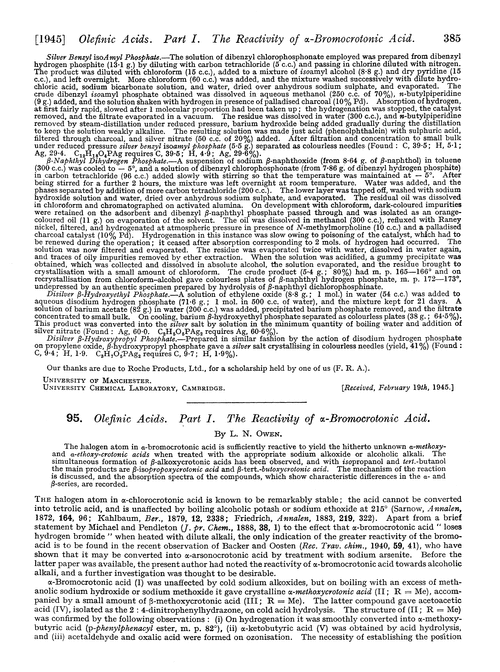 95. Olefinic acids. Part I. The reactivity of α-bromocrotonic acid