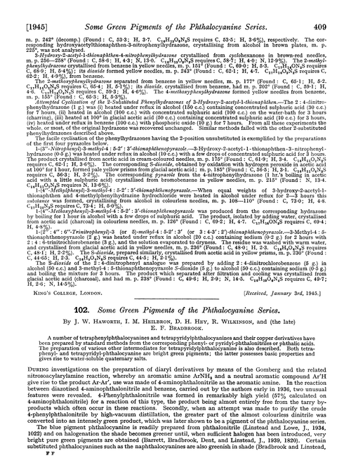 102. Some green pigments of the phthalocyanine series