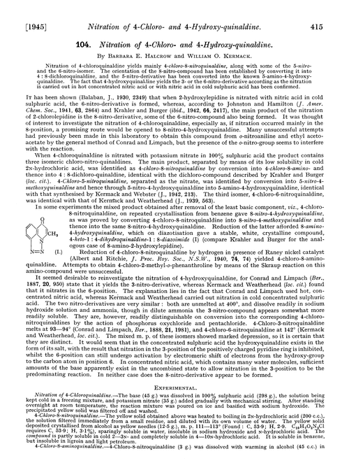 104. Nitration of 4-chloro- and 4-hydroxy-quinaldine