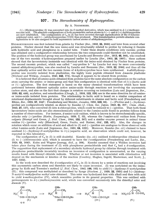 107. The stereochemistry of hydroxyproline