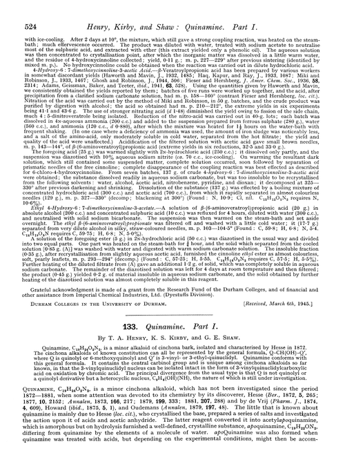 133. Quinamine. Part I
