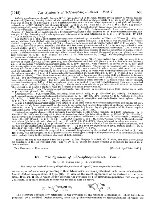 136. The synthesis of 3-methylisoquinolines. Part I