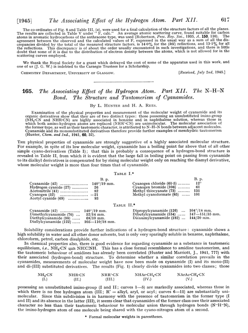165. The associating effect of the hydrogen atom. Part XII. The N–H–N bond. The structure and tautomerism of cyanamides
