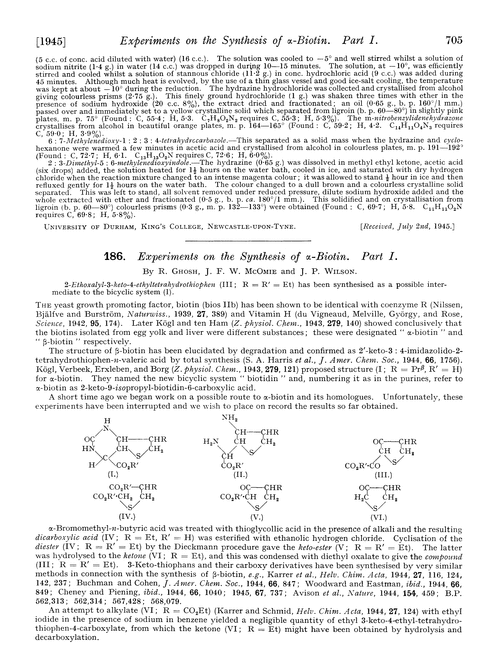 186. Experiments on the synthesis of α-biotin. Part I